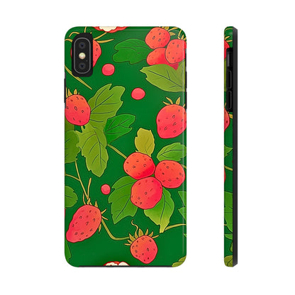 Dark Strawberry Pattern Preppy Tough Phone Case | Aesthetic