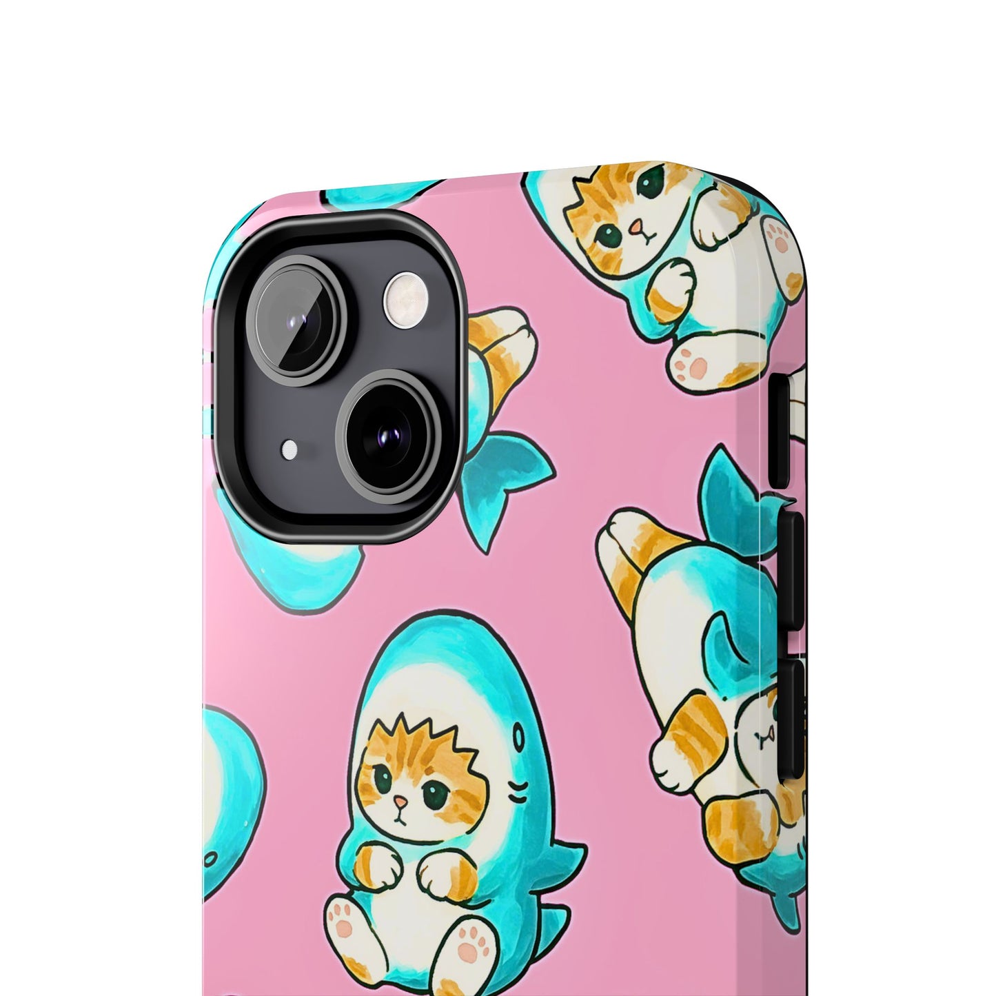 Pink Cute Shark Cats Pattern Tough Phone Case | Animals
