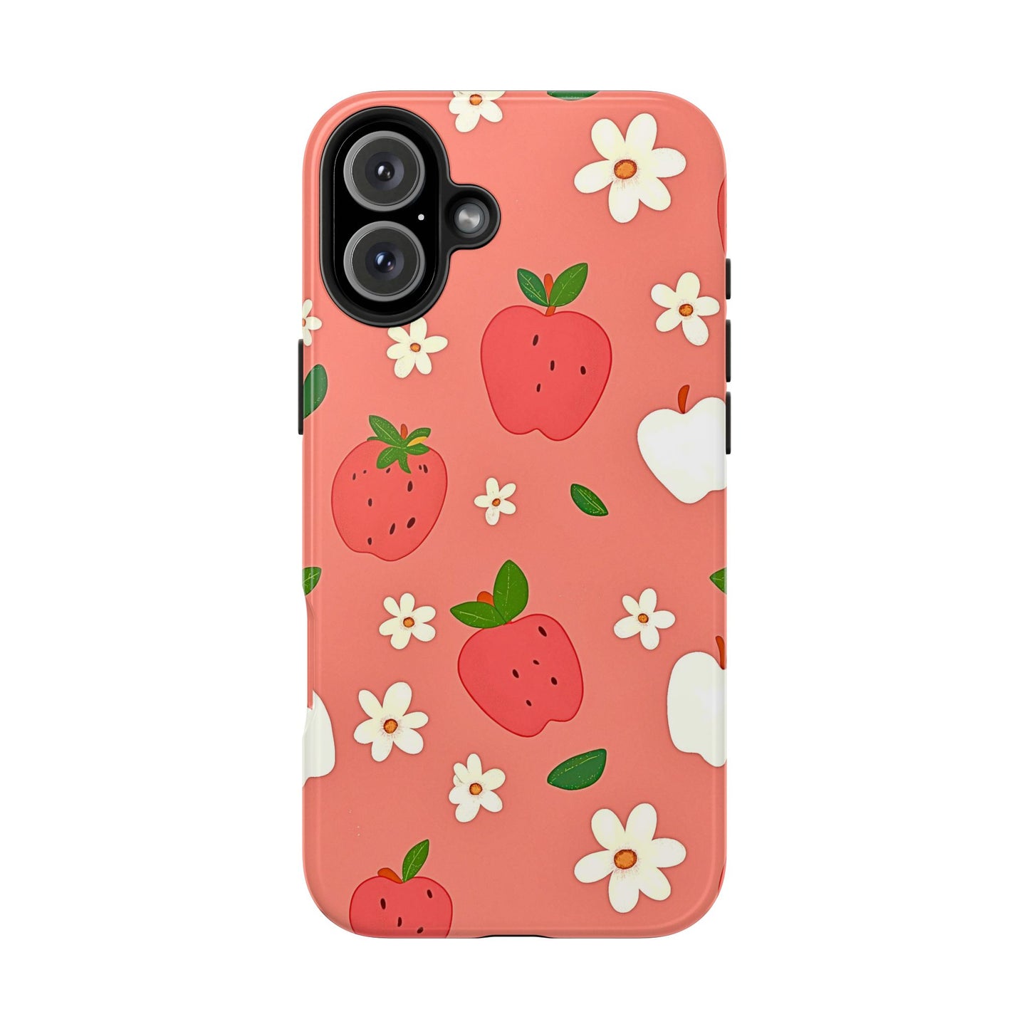 Strawberry Apple Flower Pattern Pink Tough Phone Case | Aesthetic