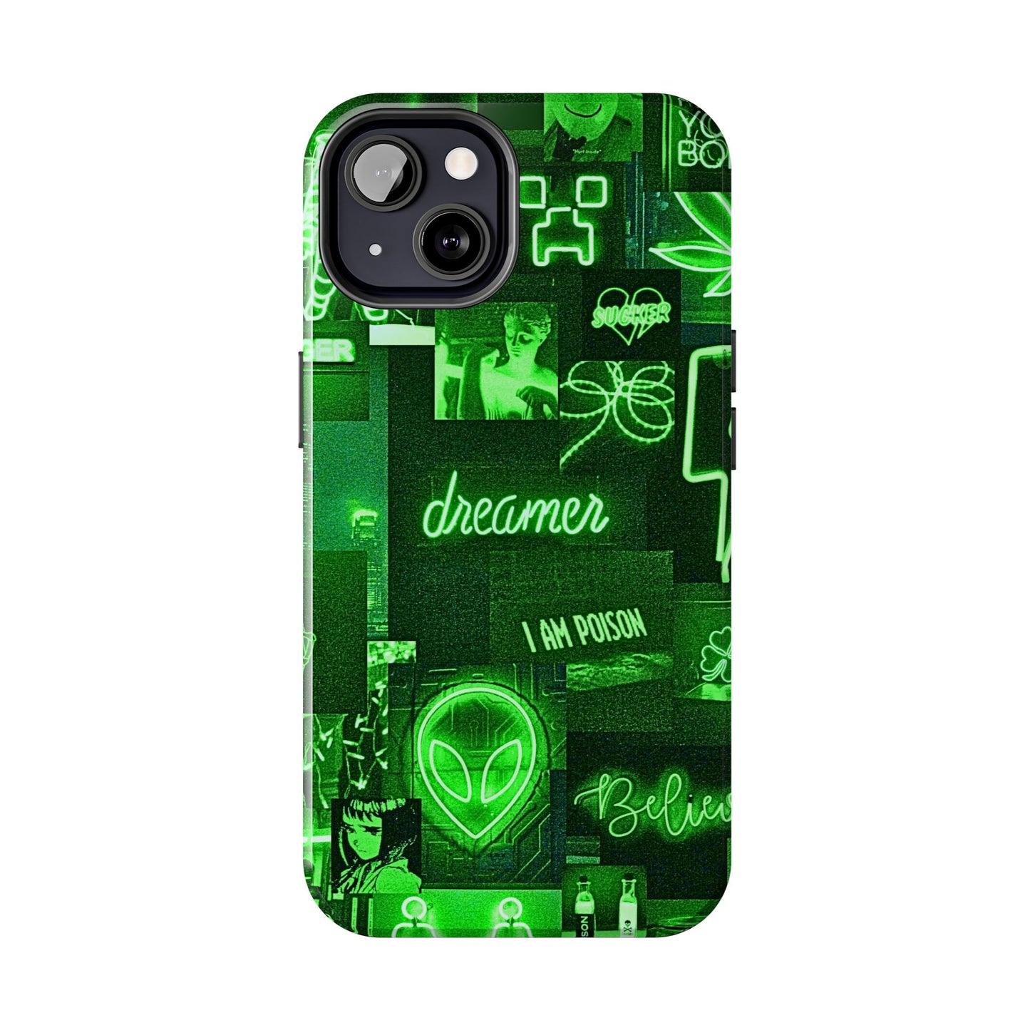 Green Neon Style Tough Phone Case | Aesthetic