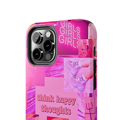 Think Happy Thoughts Pink Tough Phone Case | Aesthetic