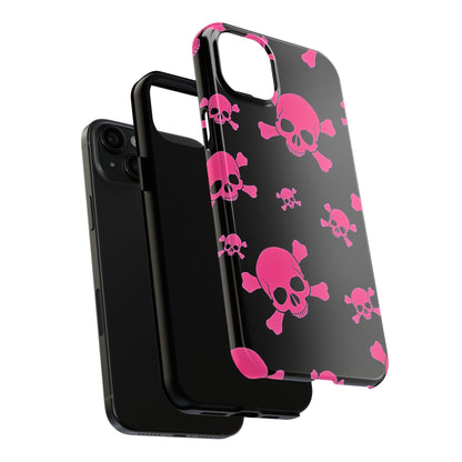 Funda resistente para teléfono estilo emo con calavera rosa | Estética