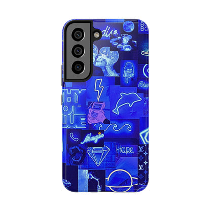 Blue Neon Style Tough Phone Case | Aesthetic