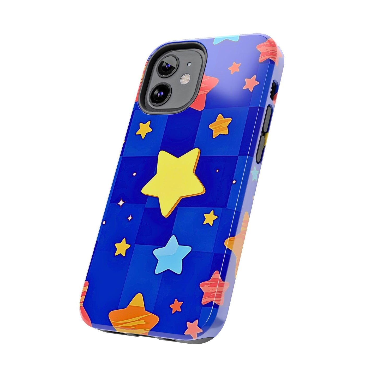 Funda resistente para teléfono con estampado de estrellas vibrantes y preppy | Estética