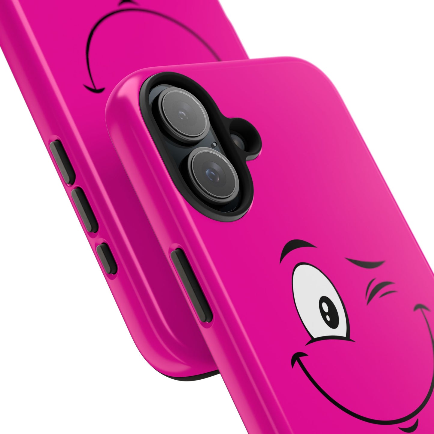Winking Face Pink Background Cheeky Cartoon Style Tough Phone Case | Funny