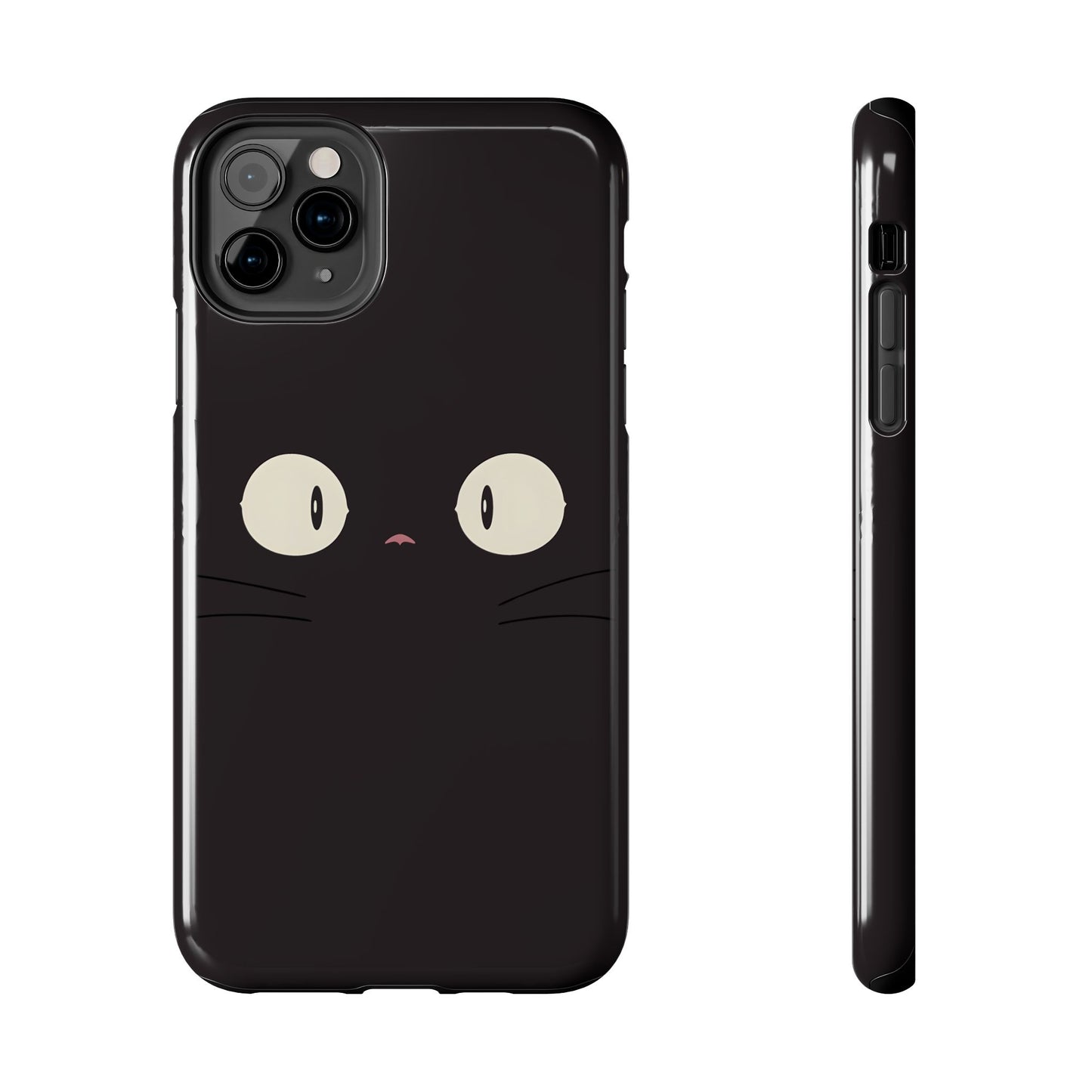 Adorable Black Cat Face and Eyes Minimal Tough Phone Case | Animals