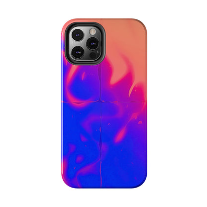 Funda resistente para teléfono con diseño de llamas, degradado abstracto y resplandor del atardecer | Estética