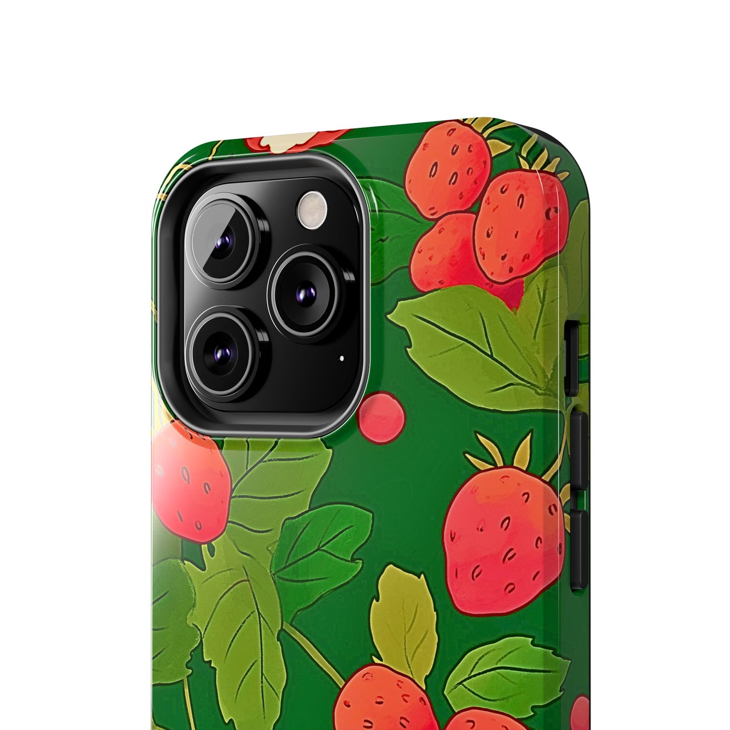 Dark Strawberry Pattern Preppy Tough Phone Case | Aesthetic