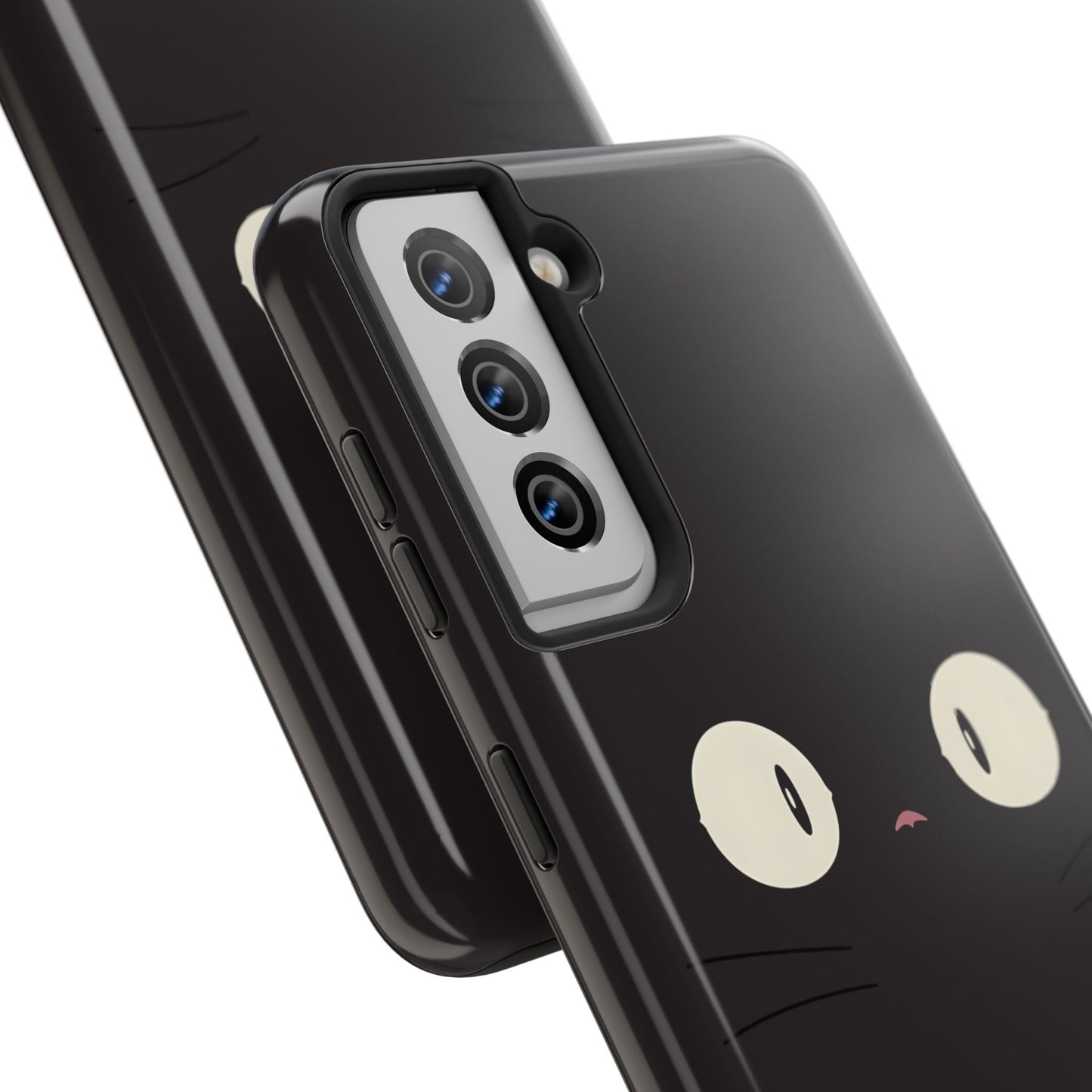 Adorable Black Cat Face and Eyes Minimal Tough Phone Case | Animals