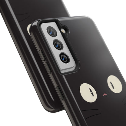 Adorable Black Cat Face and Eyes Minimal Tough Phone Case | Animals