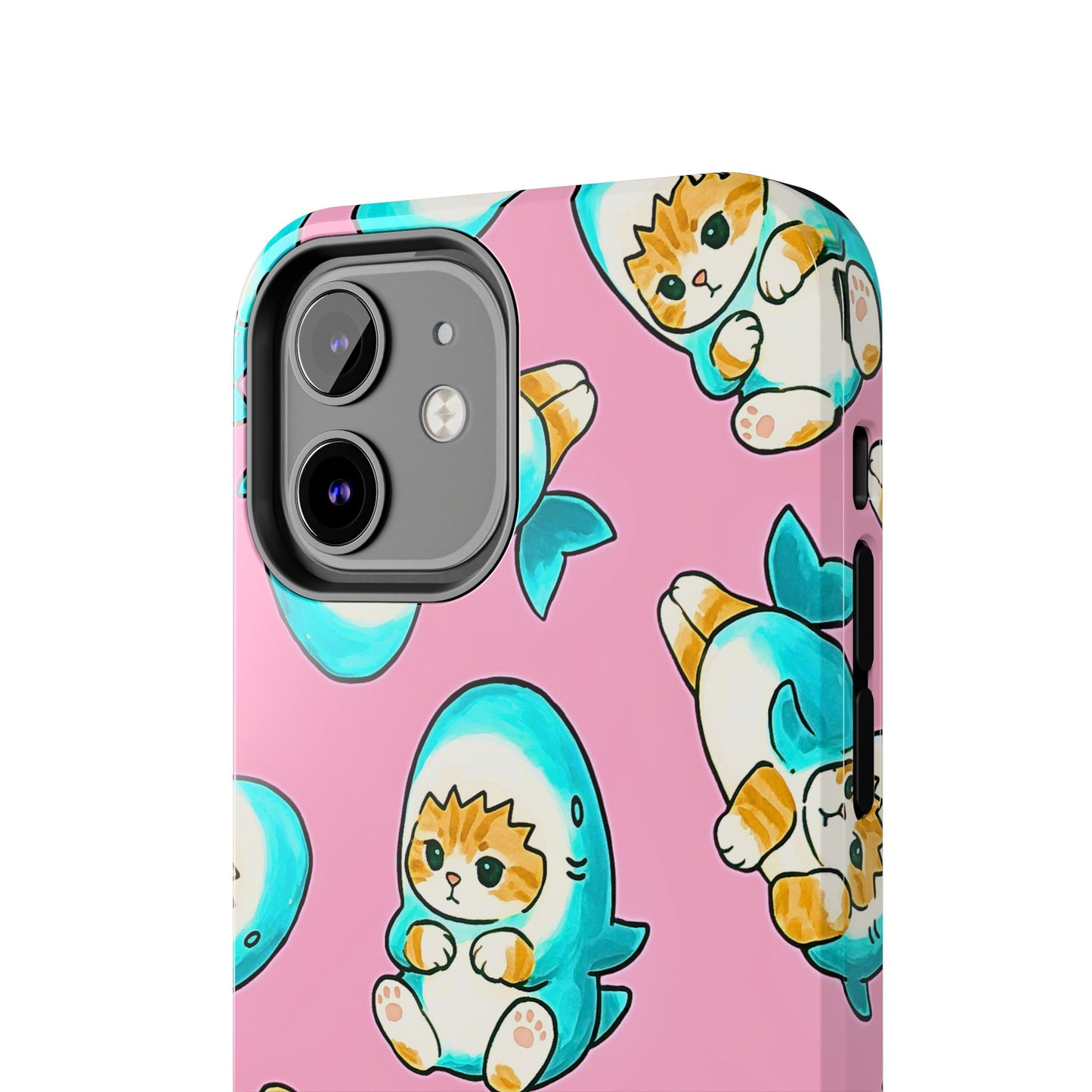 Pink Cute Shark Cats Pattern Tough Phone Case | Animals
