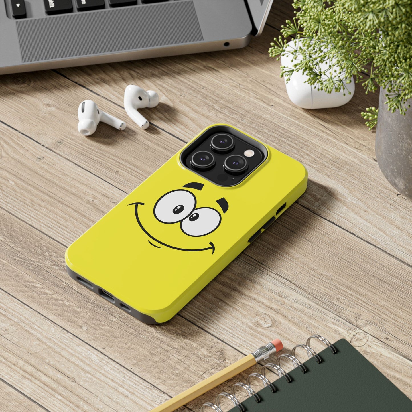 Smiley Happy Face Yellow Minimalist Cartoon Tough Phone Case | Funny