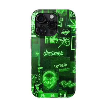 Green Neon Style Tough Phone Case | Aesthetic
