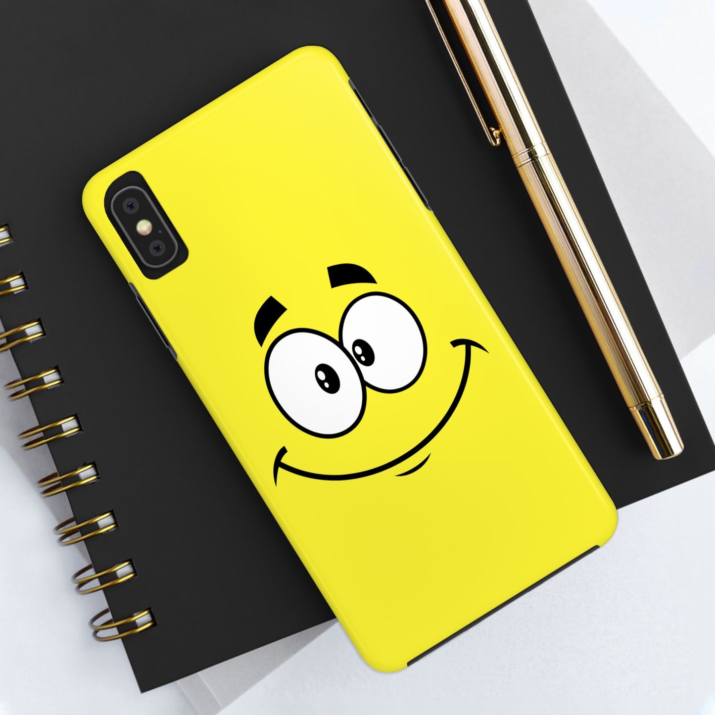 Smiley Happy Face Yellow Minimalist Cartoon Tough Phone Case | Funny