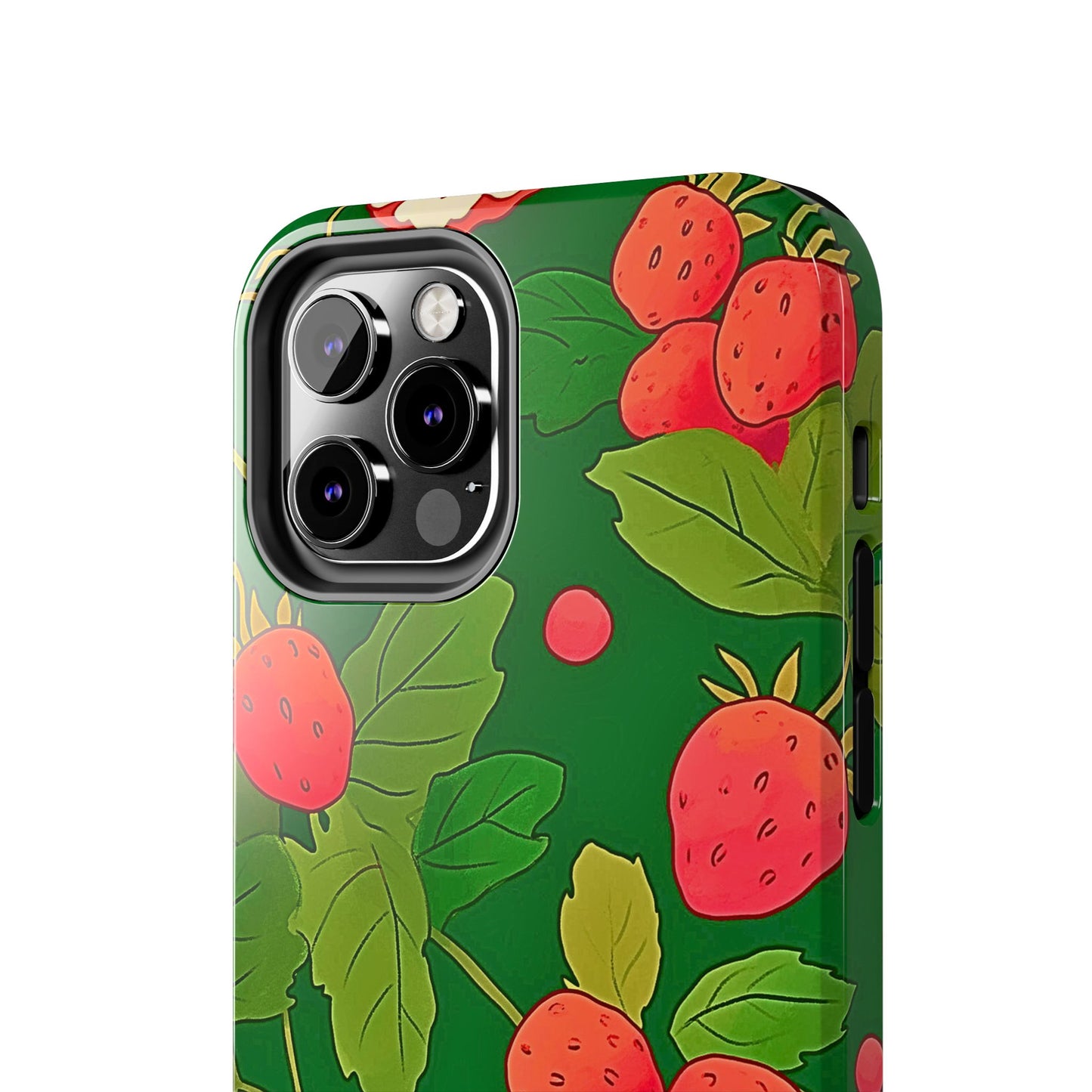 Dark Strawberry Pattern Preppy Tough Phone Case | Aesthetic