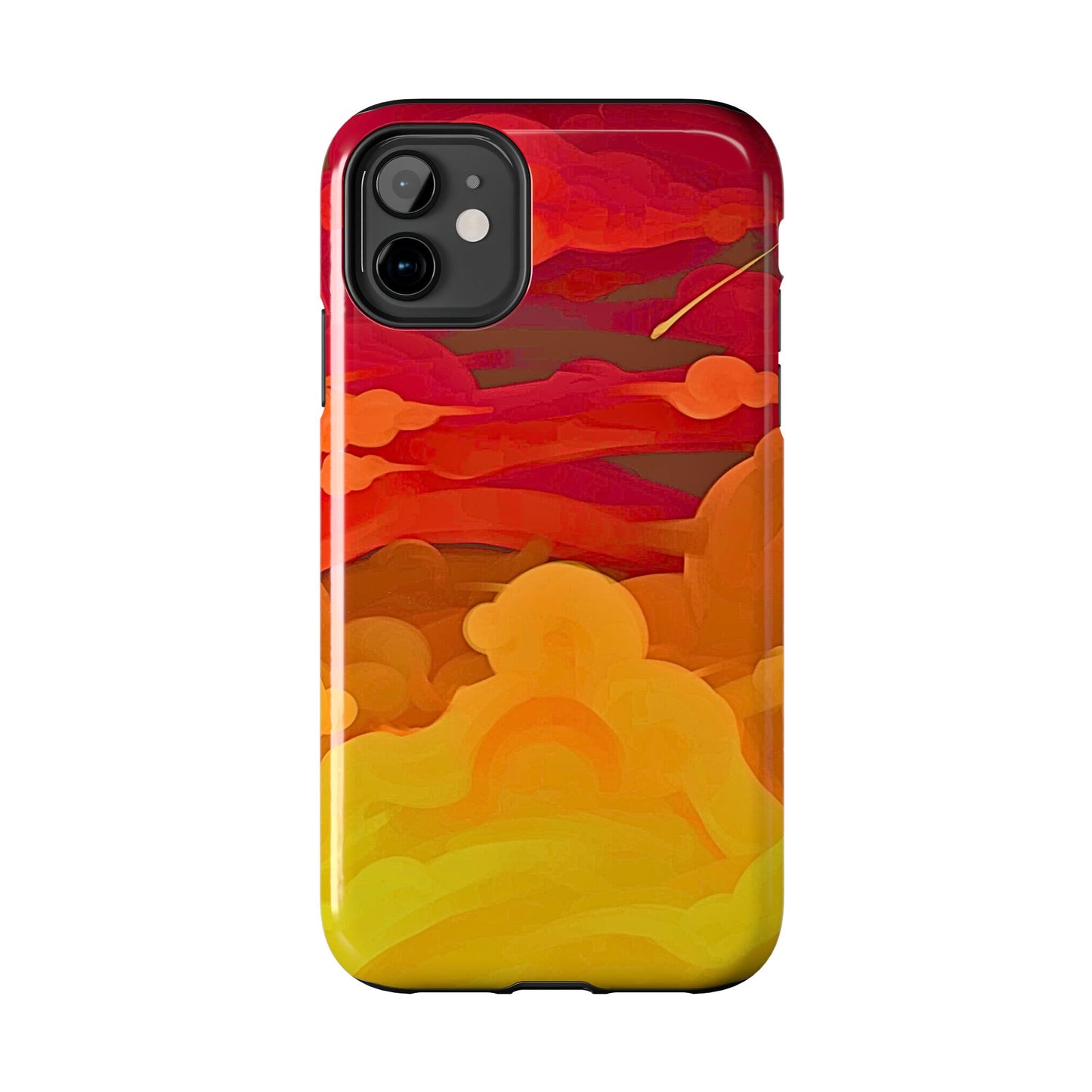 Funda resistente para teléfono con diseño de nubes rojas y naranjas | Estética