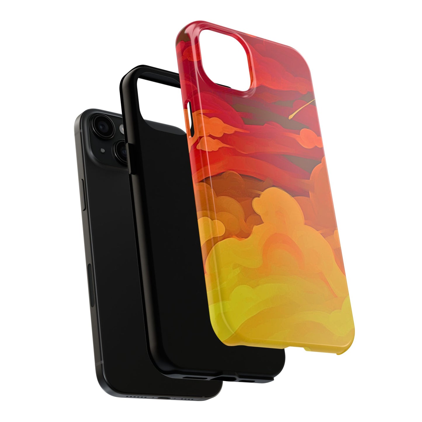 Funda resistente para teléfono con diseño de nubes rojas y naranjas | Estética