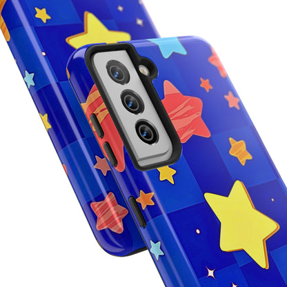 Funda resistente para teléfono con estampado de estrellas vibrantes y preppy | Estética
