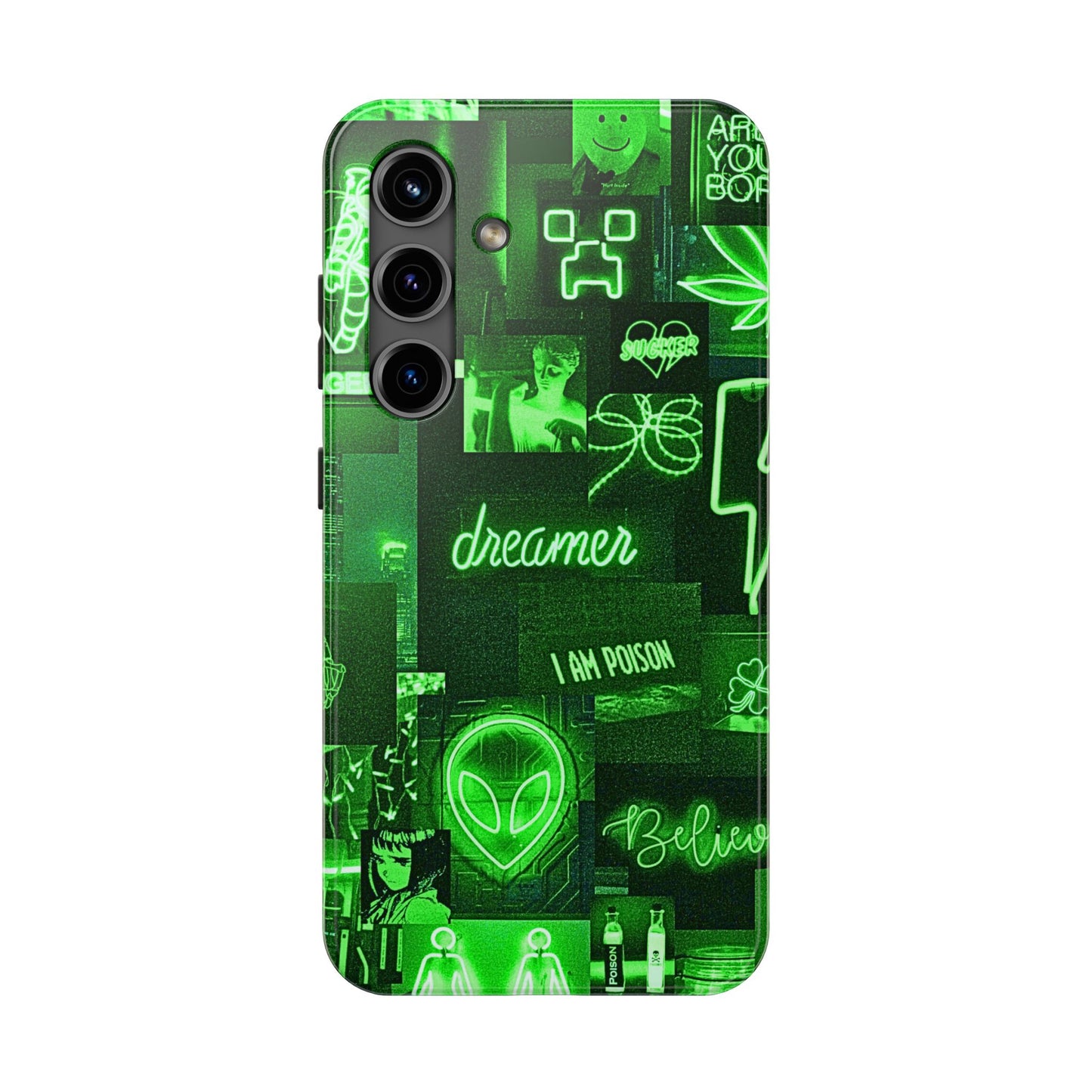 Green Neon Style Tough Phone Case | Aesthetic