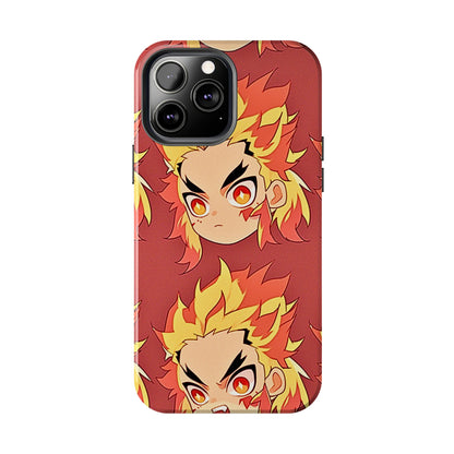 Rengoku Head Pattern Dark Orange Tough Phone Case | Anime - Demon Slayer