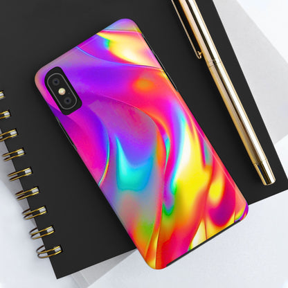Funda resistente para teléfono con brillo metálico holográfico y estilo abstracto | Estética