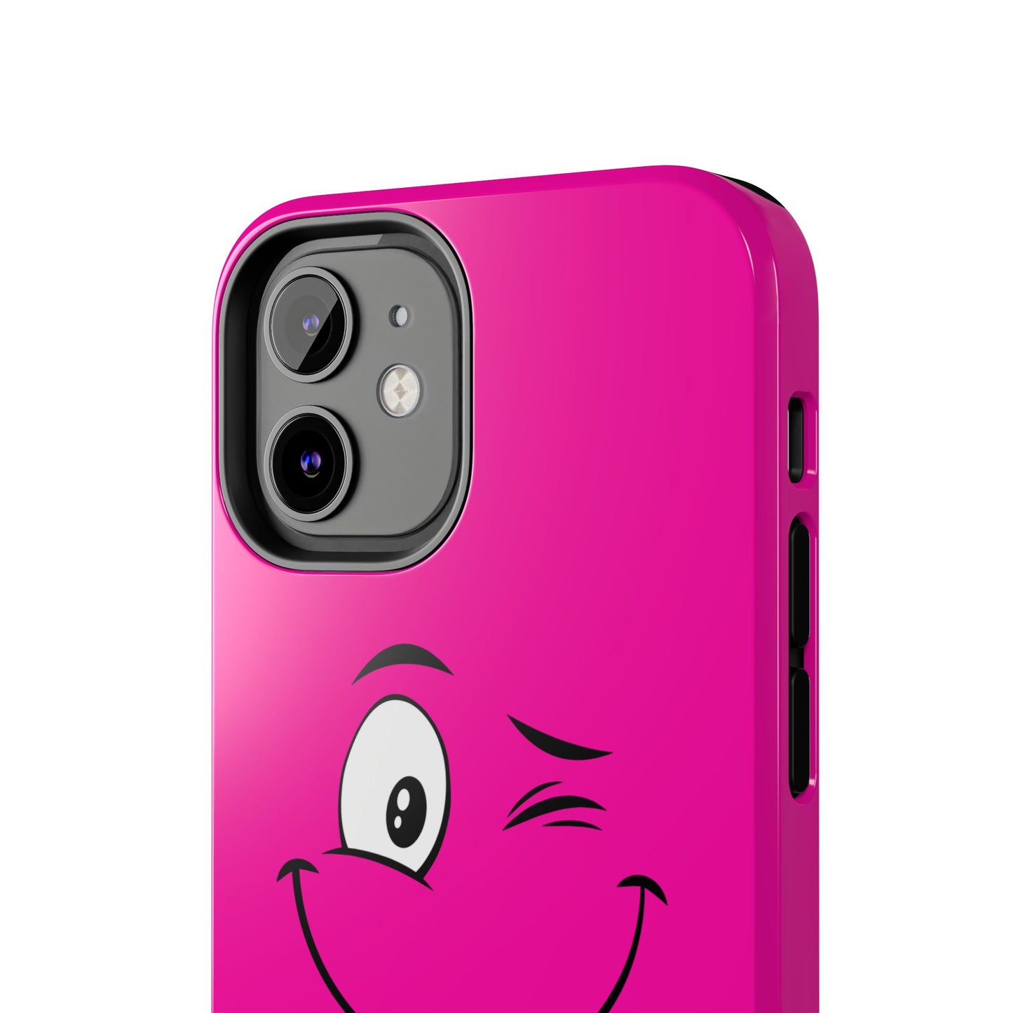 Winking Face Pink Background Cheeky Cartoon Style Tough Phone Case | Funny