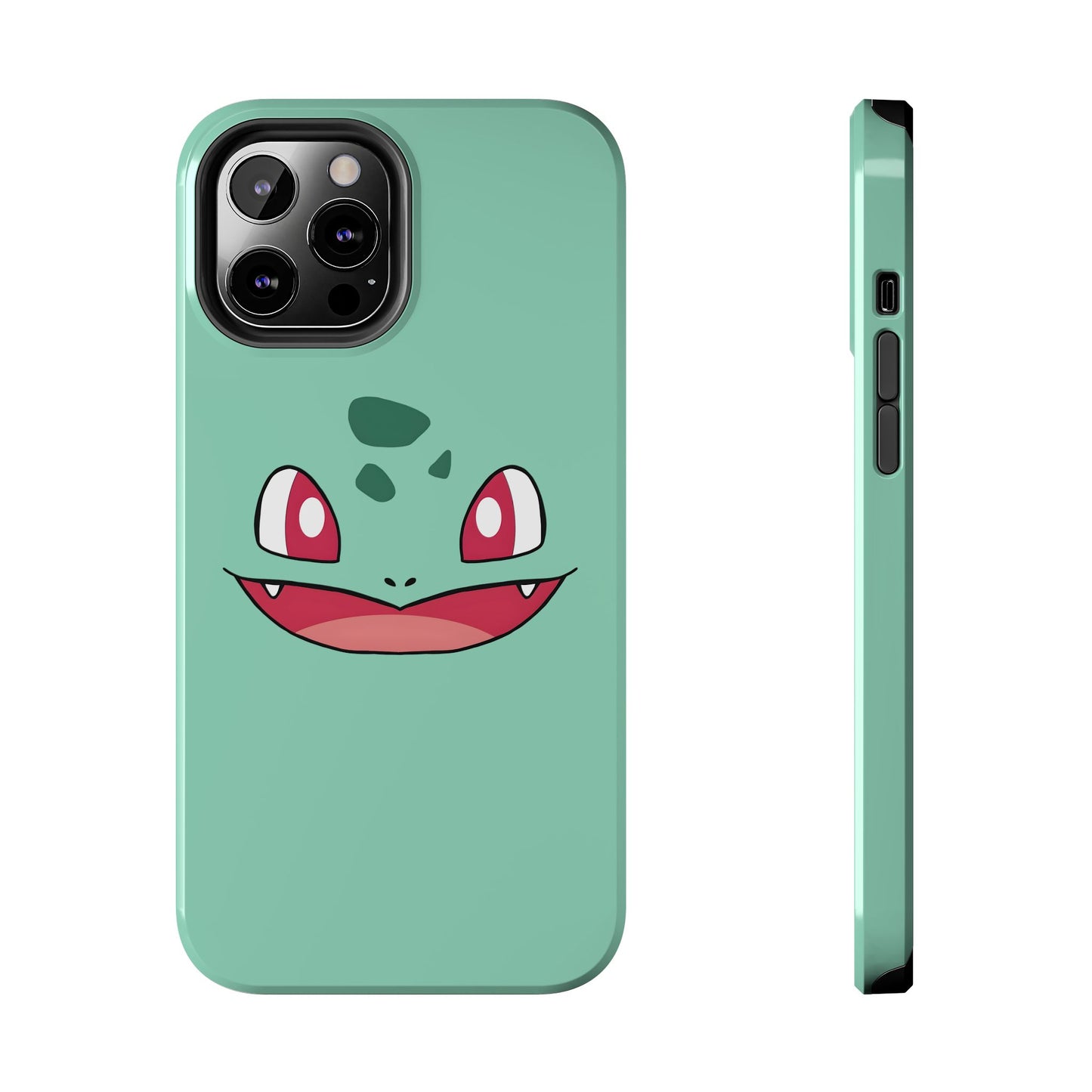 Green Leaf Dino Smile Red Eyes Cute Creature Tough Phone Case | Anime