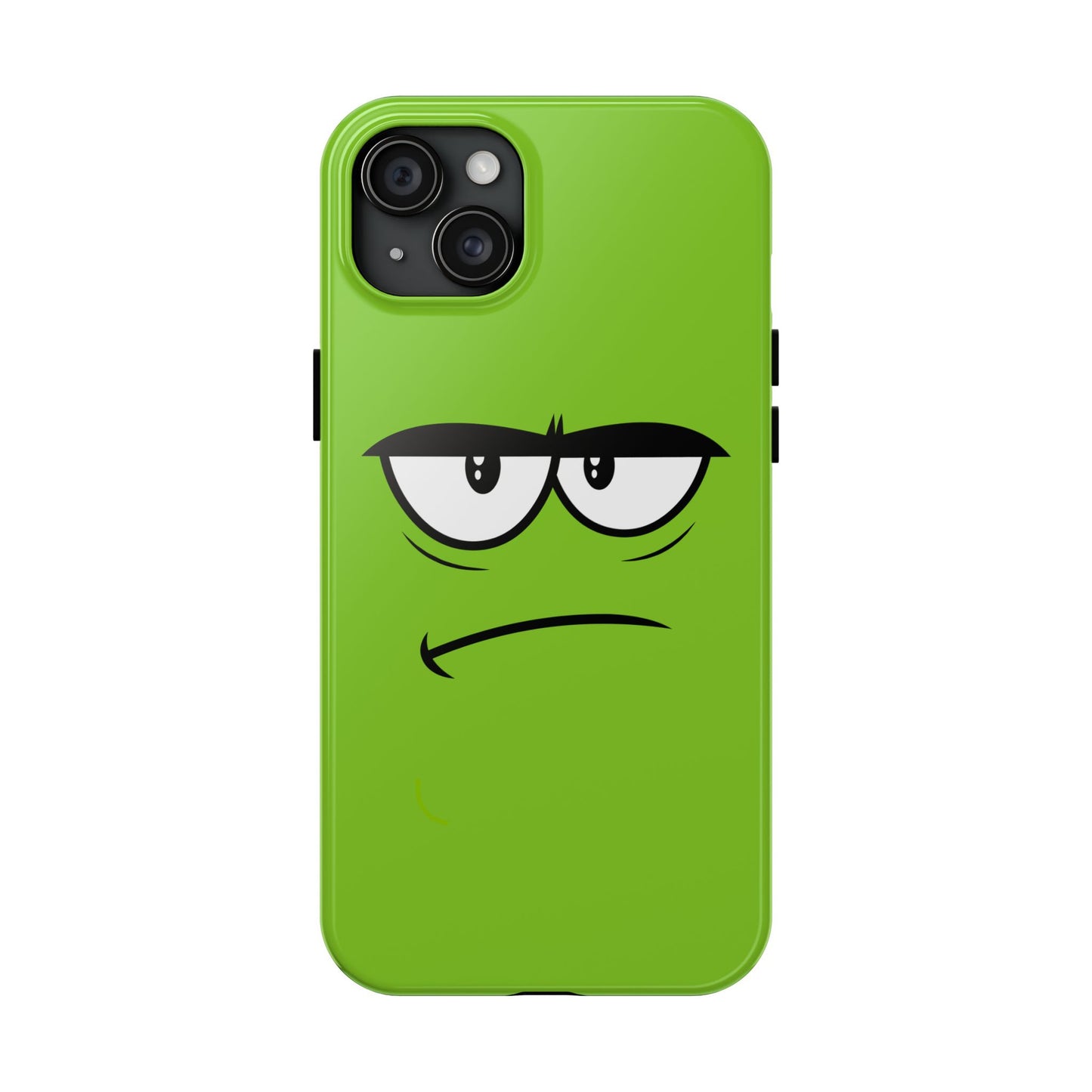 Grumpy Mood Face Green Background Funny Expression Tough Phone Case | Funny