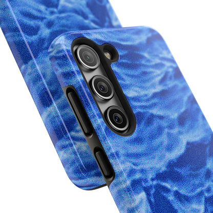 Funda resistente para teléfono azul oscuro con olas del océano borrosas | Estética
