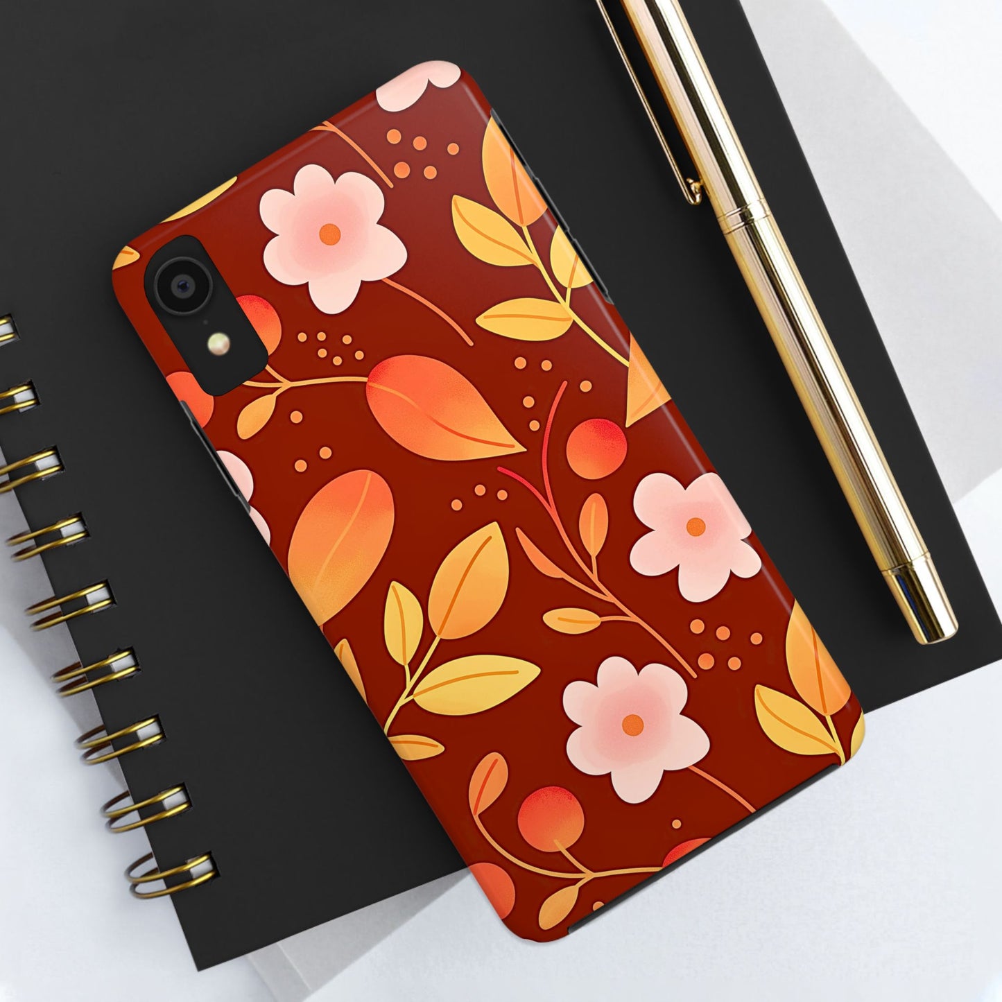 Autumn Fall Leaf Pattern Tough Phone Case | Aesthetic