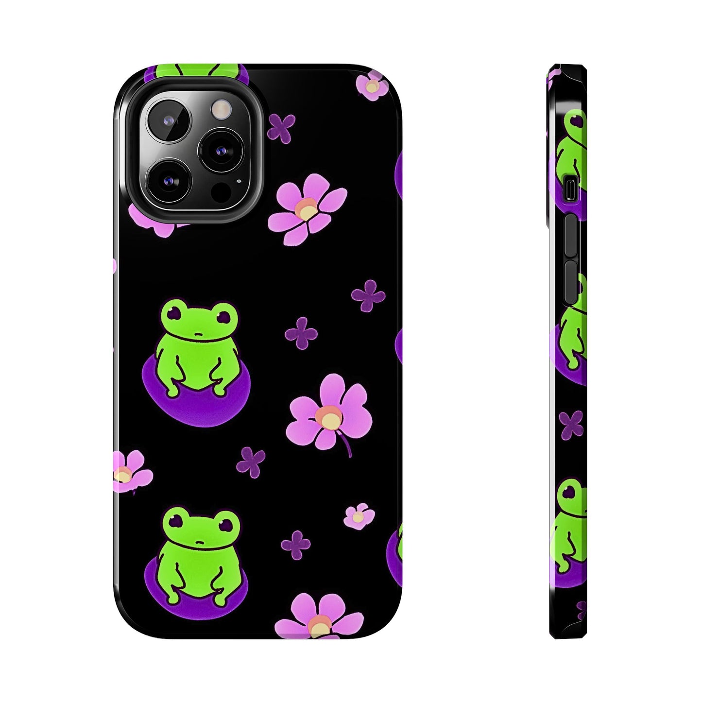 Cute Frog & Pink Flowers Pattern Style Tough Phone Case | Animals