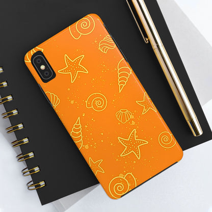 Funda resistente para teléfono con diseño de conchas naranjas | Estética
