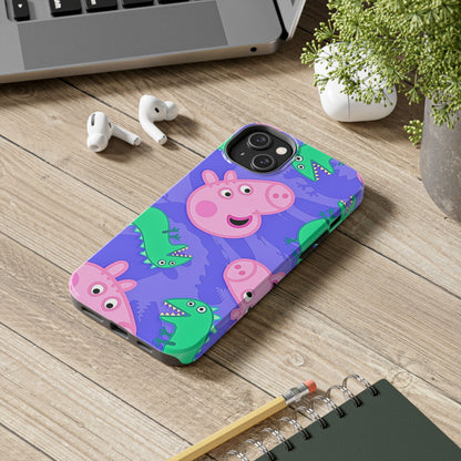 Peppa Pig & George Dinosaur Pattern Tough Phone Case | Cartoons - Peppa Pig