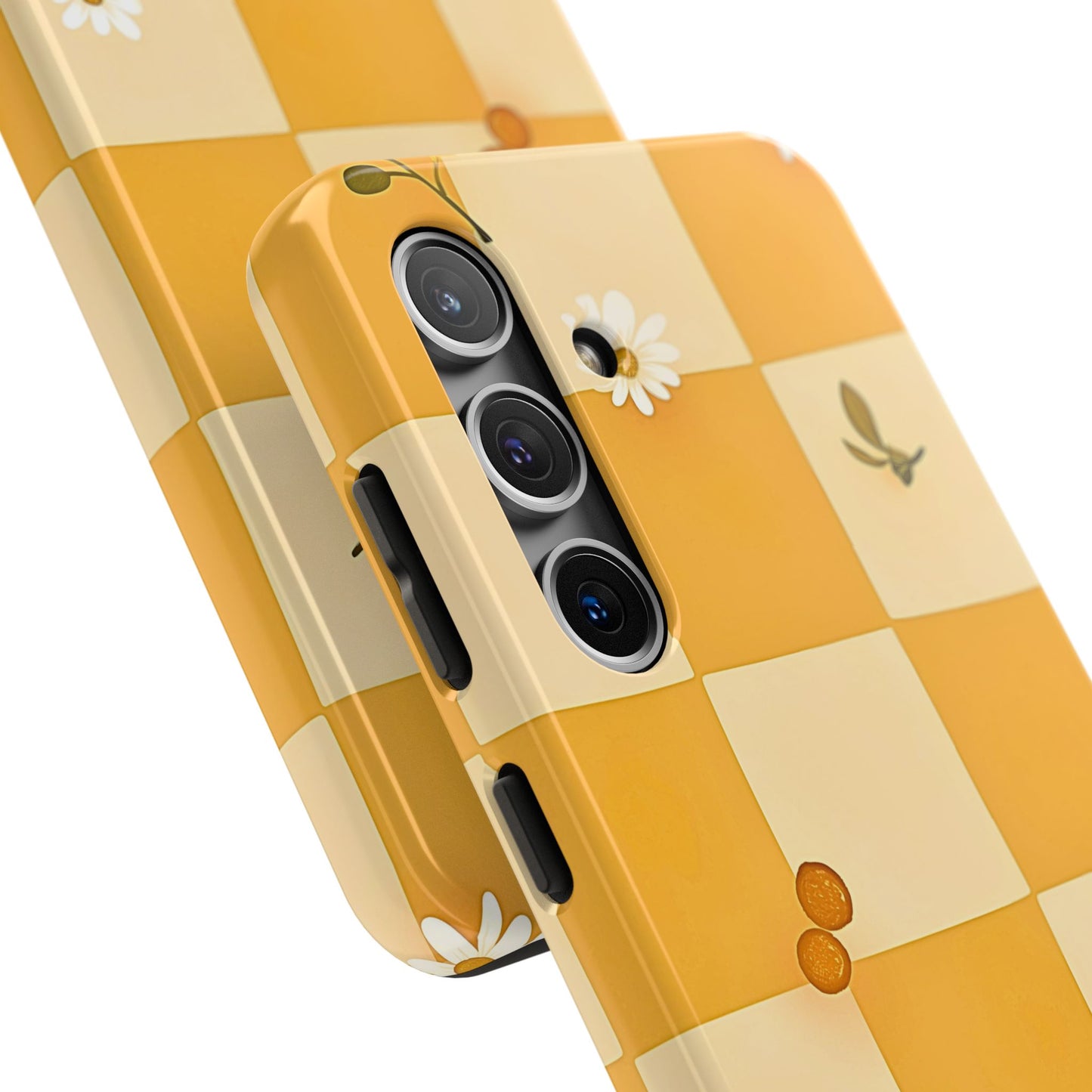 Yellow Checkered Preppy Daisies Tough Phone Case | Aesthetic