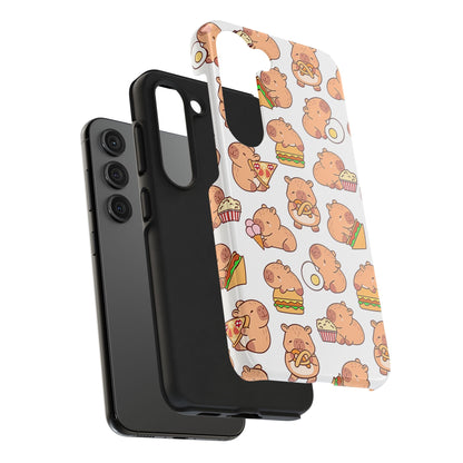 Cute Capybara Eating Pizza Ice Cream & Snacks Cartoon Food Tough Phone Case | Animals