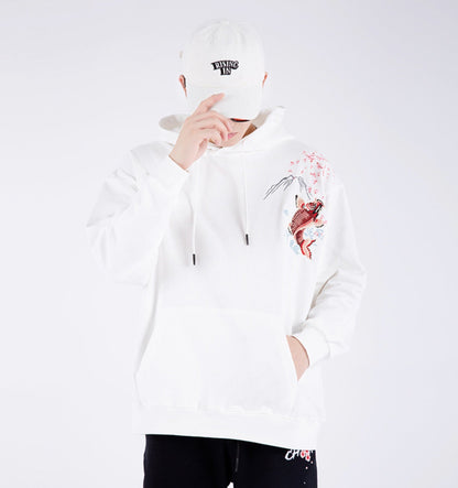KH9197 Red Koi Embroidery Hoodie