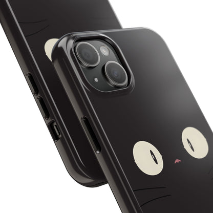 Adorable Black Cat Face and Eyes Minimal Tough Phone Case | Animals