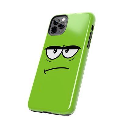 Grumpy Mood Face Green Background Funny Expression Tough Phone Case | Funny