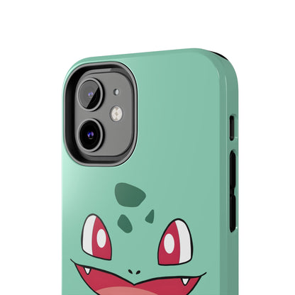 Green Leaf Dino Smile Red Eyes Cute Creature Tough Phone Case | Anime