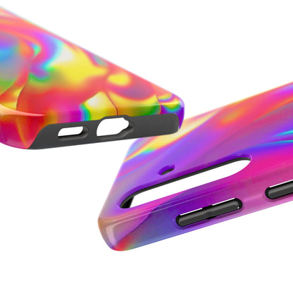 Funda resistente para teléfono con brillo metálico holográfico y estilo abstracto | Estética