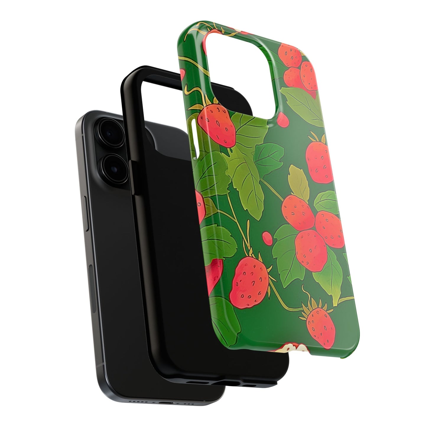 Dark Strawberry Pattern Preppy Tough Phone Case | Aesthetic
