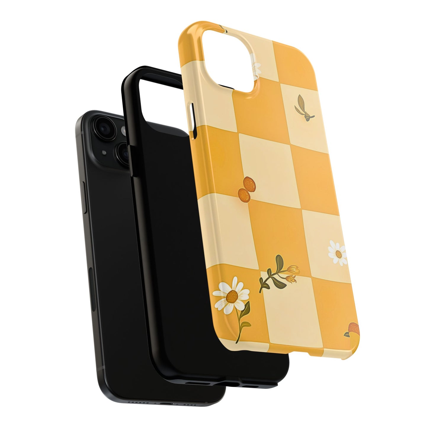Yellow Checkered Preppy Daisies Tough Phone Case | Aesthetic