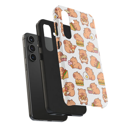 Cute Capybara Eating Pizza Ice Cream & Snacks Cartoon Food Tough Phone Case | Animals