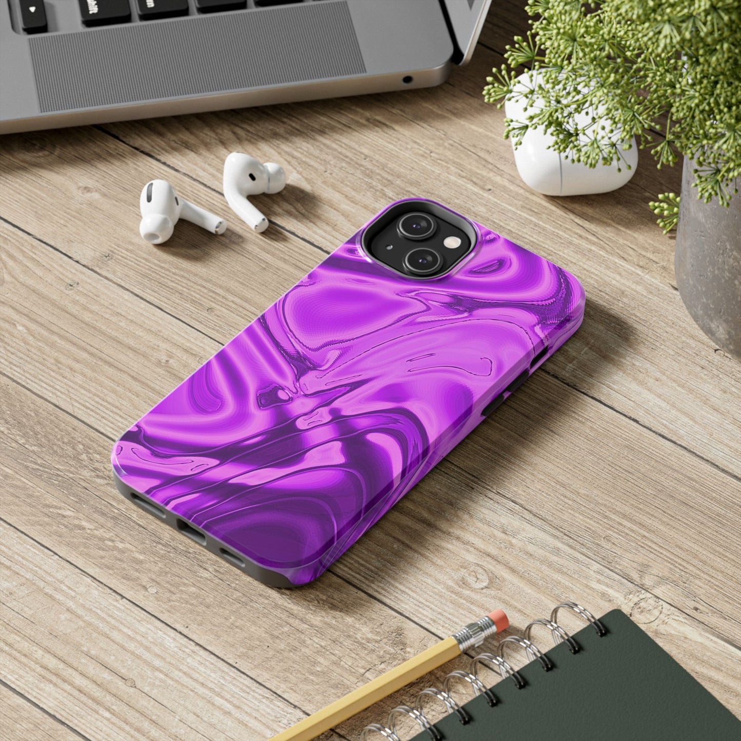 Liquid Metal Purple Tough Phone Case | Aesthetic