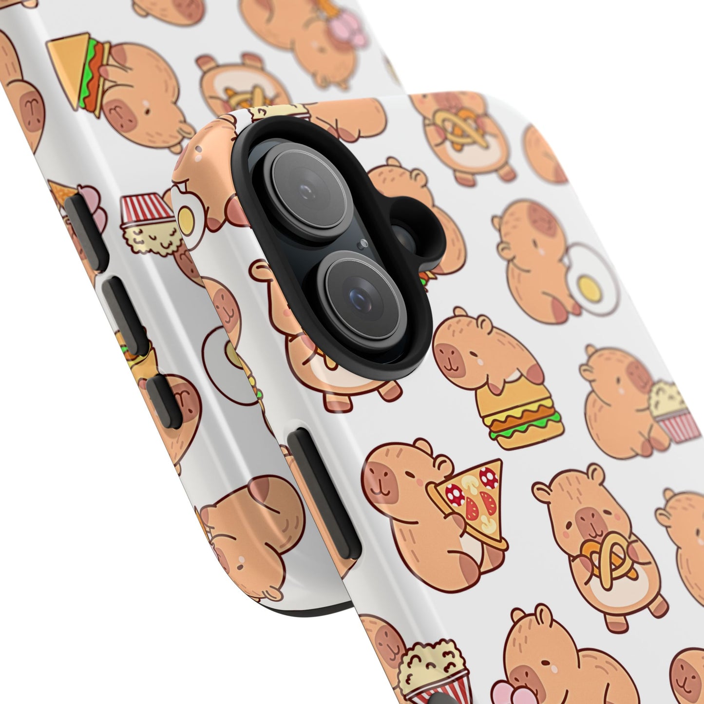 Cute Capybara Eating Pizza Ice Cream & Snacks Cartoon Food Tough Phone Case | Animals