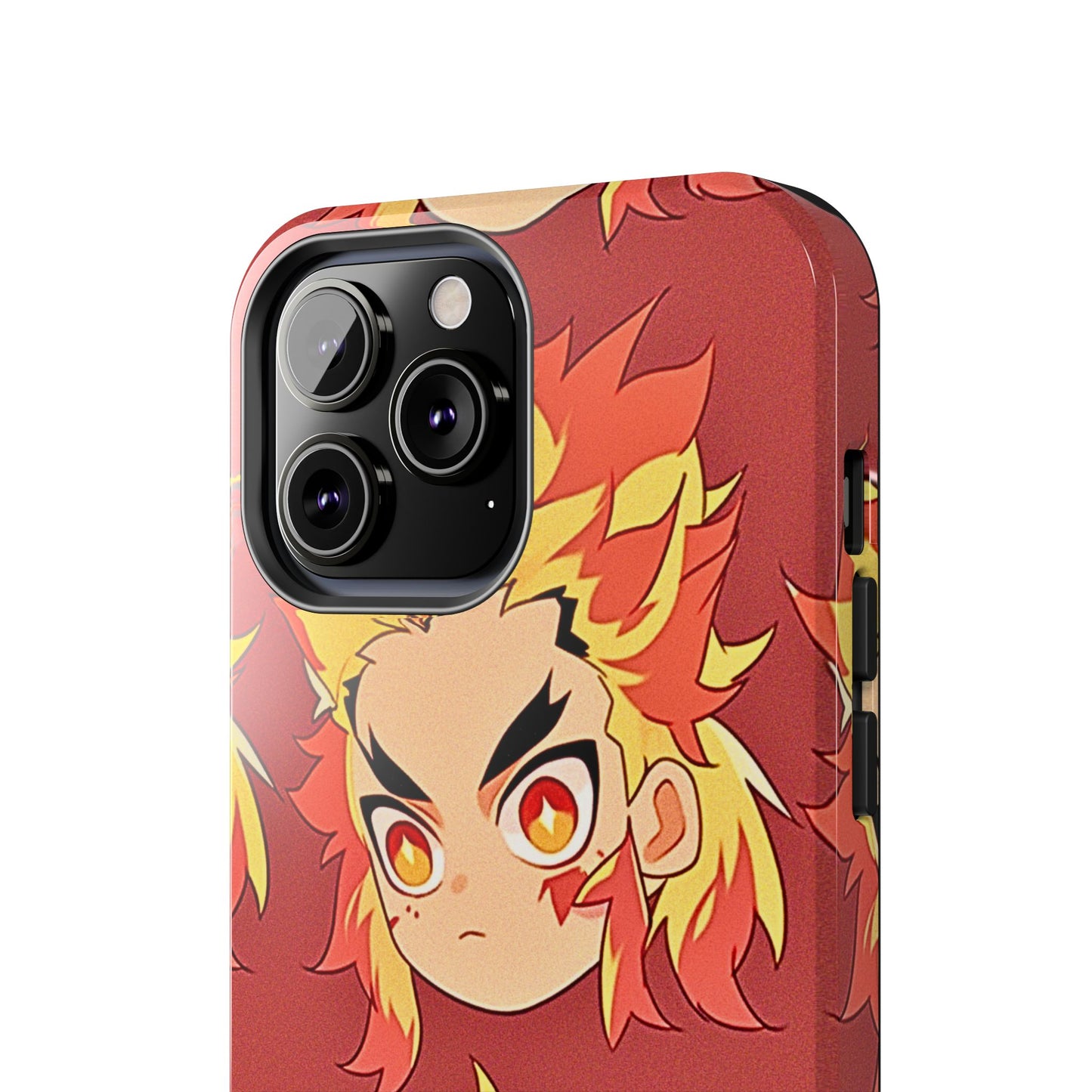 Rengoku Head Pattern Dark Orange Tough Phone Case | Anime - Demon Slayer