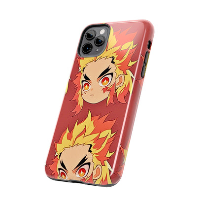 Rengoku Head Pattern Dark Orange Tough Phone Case | Anime - Demon Slayer
