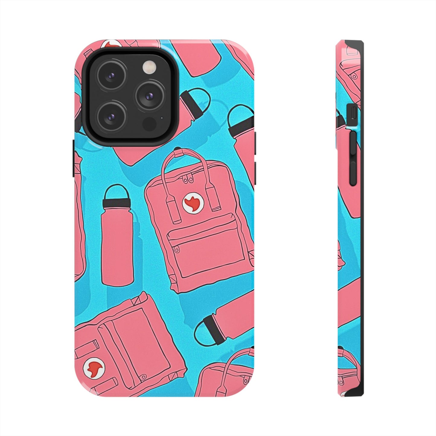 VSCO Kanken Backpack Water Bottle Pink & Blue Tough Phone Case | Aesthetic