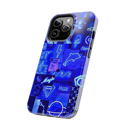 Blue Neon Style Tough Phone Case | Aesthetic