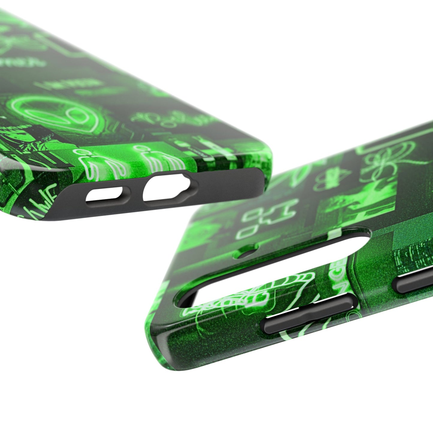 Green Neon Style Tough Phone Case | Aesthetic